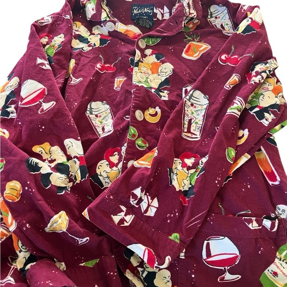 Nick & Nora Vintage Cocktail Party Unisex Small Pajama Set Top - Picture 1 of 2